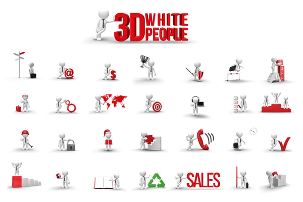 3D White Characters