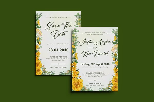 Tender Floral Wedding Invitation Template