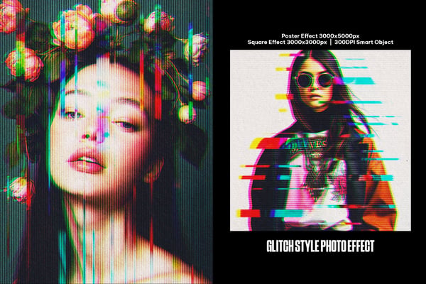 Glitch-Style Square And Poster Photo Effect