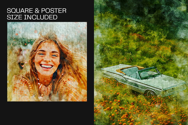 Watercolor Brush Square And Poster Photo Effect