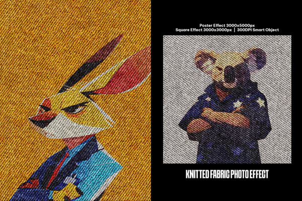 Knitted Fabric Square And Poster Photo Effect