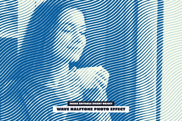 Wave Halftone Photo Effect