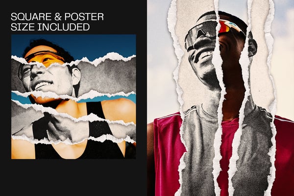 Ripped Halftone Square And Poster Photo Effect