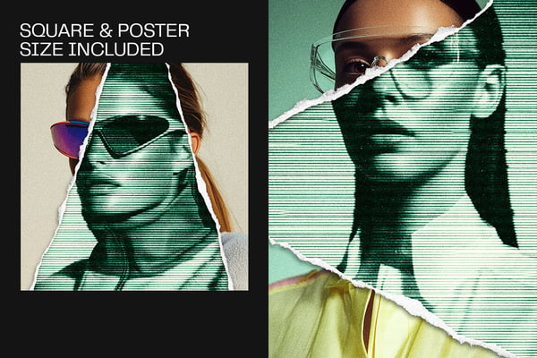 CRT Scanline Square And Poster Photo Effect