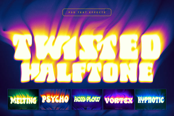 Twisted Halftone Text Effects