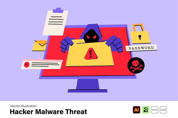 Free Vector Illustration - Hacker Malware Threat
