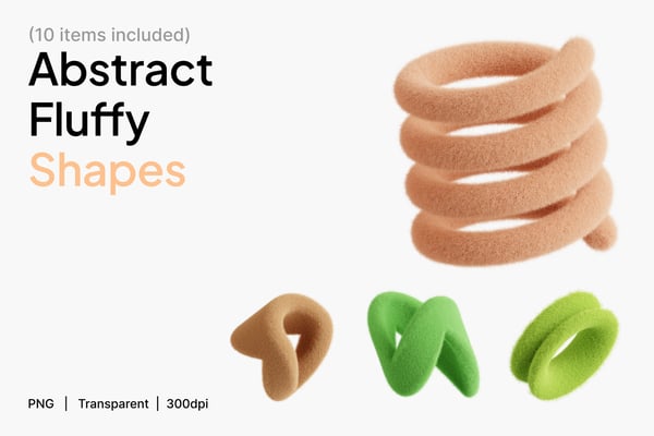 Abstract Fluffy Shape 3D Icon Set