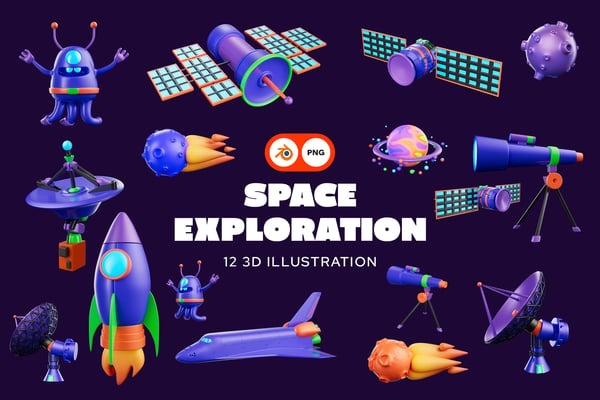 Space Exploration 3D Illustration