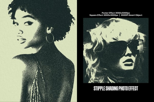 Stipple Shading Square And Poster Photo Effect