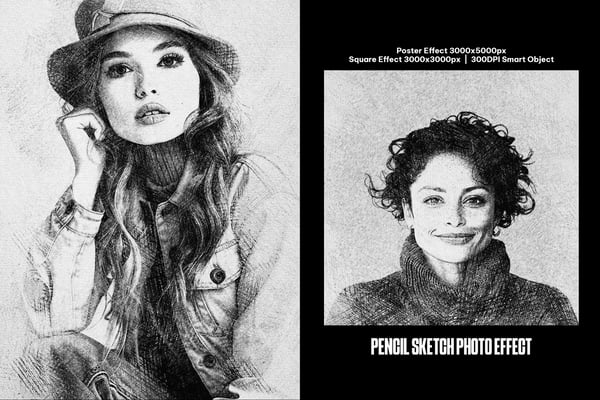 Pencil Sketch Square And Poster Photo Effect