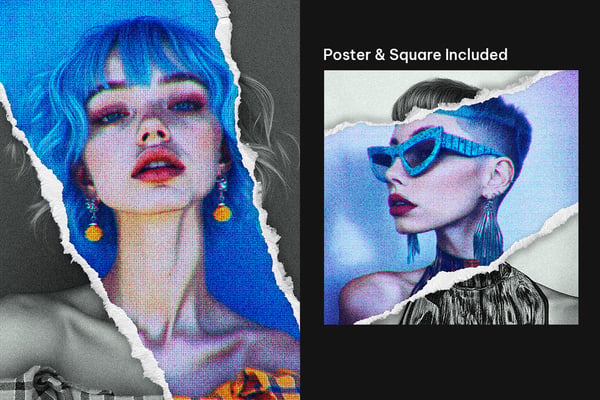 Torn Paper CRT Square And Poster Photo Effect