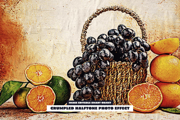 Crumpled Halftone Photo Effect