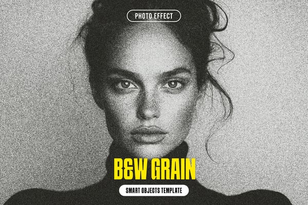 B&W Grain Photo Effect