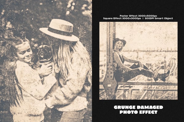 Grunge Damaged Square And Poster Photo Effect