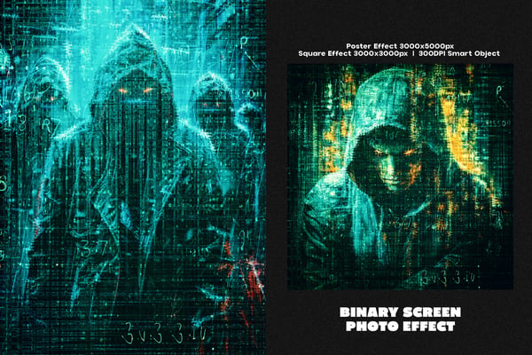 Binary Screen Square And Poster Photo Effect