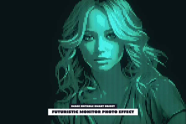 Futuristic Monitor Photo Effect