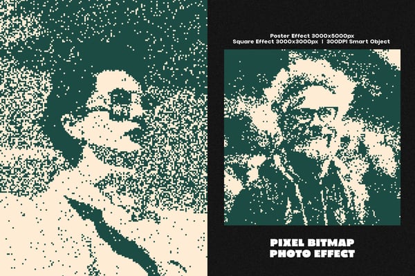 Pixel Bitmap Square And Poster Photo Effect