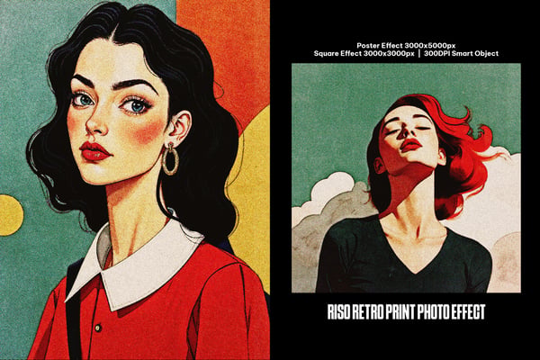 Riso Retro Print Square And Poster Photo Effect