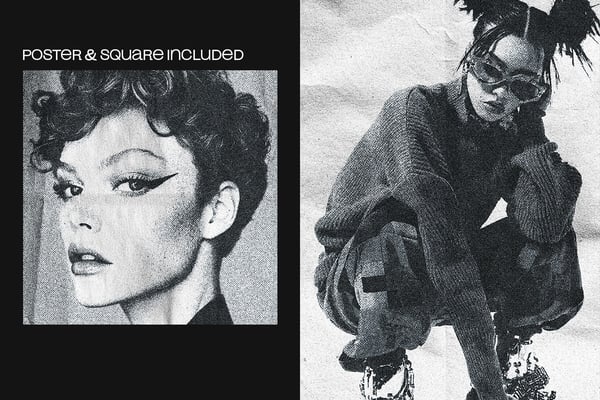 Vintage Risograph Square And Poster Photo Effect