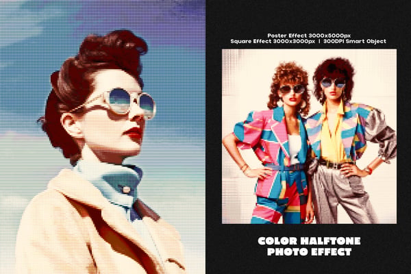 Color Halftone Square And Poster Photo Effect