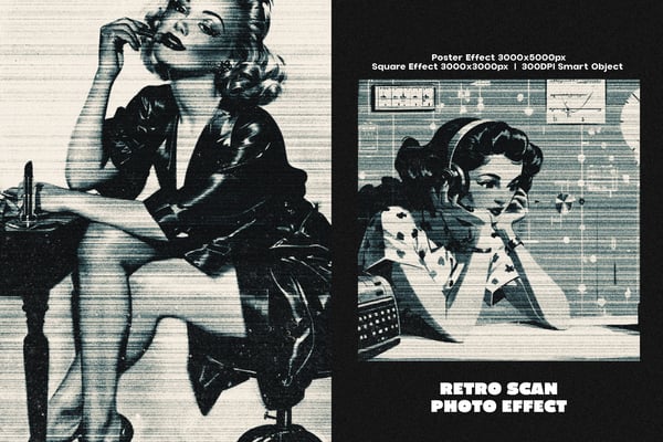Retro Scan Square And Poster Photo Effect