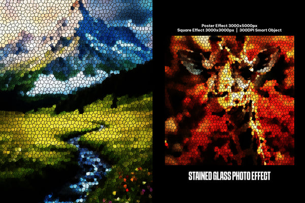 Stained Glass Square And Poster Photo Effect