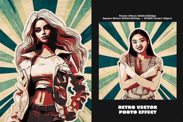 Retro Vector Square And Poster Photo Effect