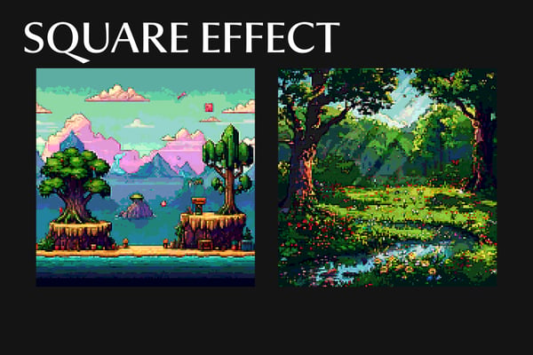 Retro 2D Pixel Square And Poster Photo Effect