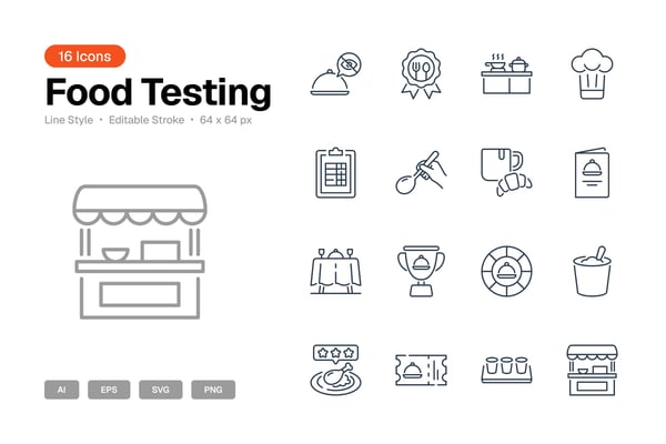 Food Testing Icon Set