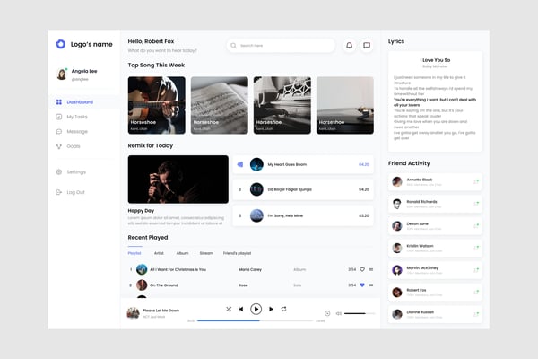 Music Player Dashboard UI Kit