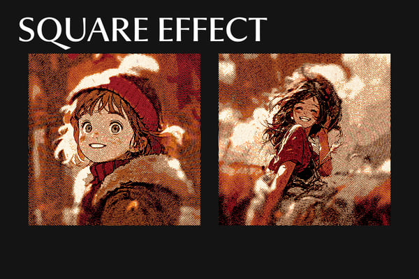 Color Halftone Square And Poster Photo Effect