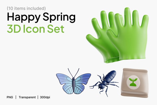 Happy Spring 3D Icon Set