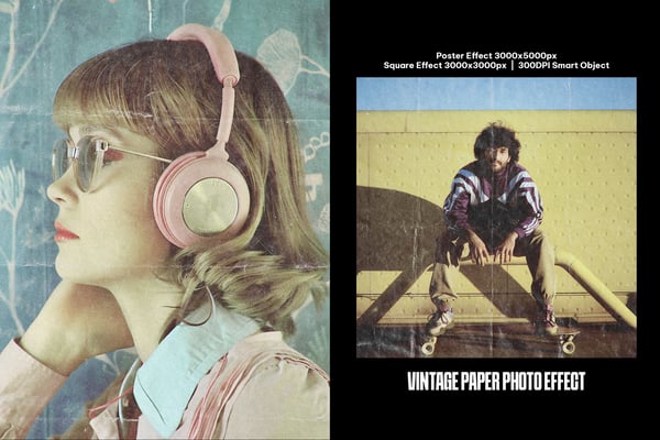 Vintage Paper Square And Poster Photo Effect