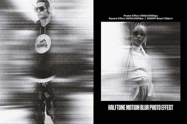 Halftone Motion Blur Square And Poster Photo Effect