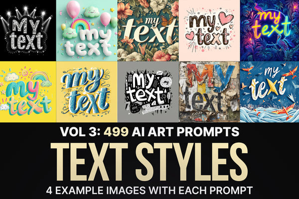499 MJ Text Style Prompts: Vol 3