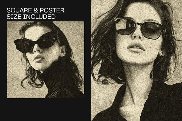 Retro Grain Square And Poster Photo Effect