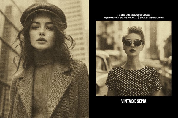Vintage Sepia Square And Poster Photo Effect