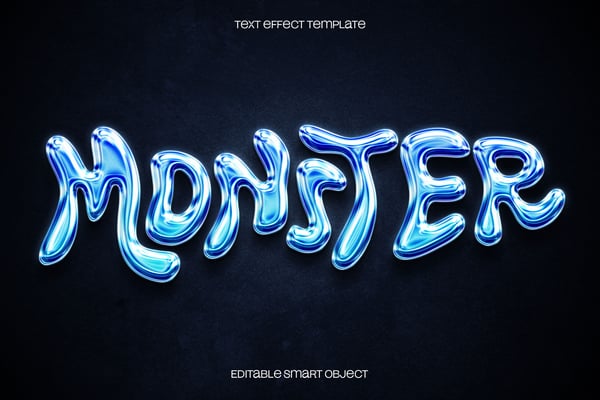 Blue Glass Chrome Text Effect