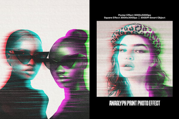 Anaglyph Print Square And Poster Photo Effect