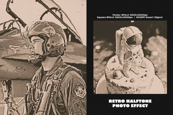 Retro Halftone Square And Poster Photo Effect
