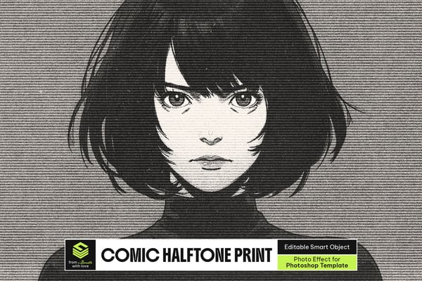 B&W Comic Halftone Print Photo Effect