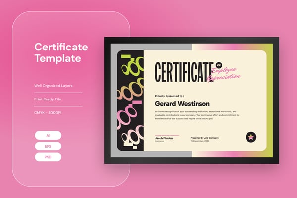 Free Employee Appreciation - Certificate Template