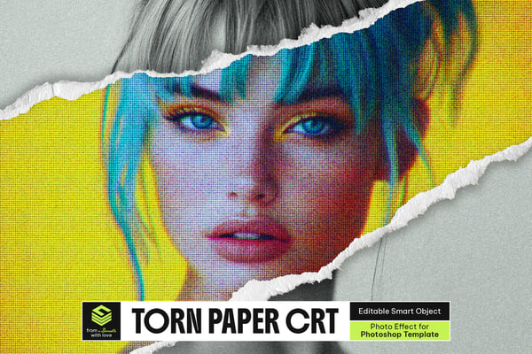 Torn Paper CRT Photo Effect