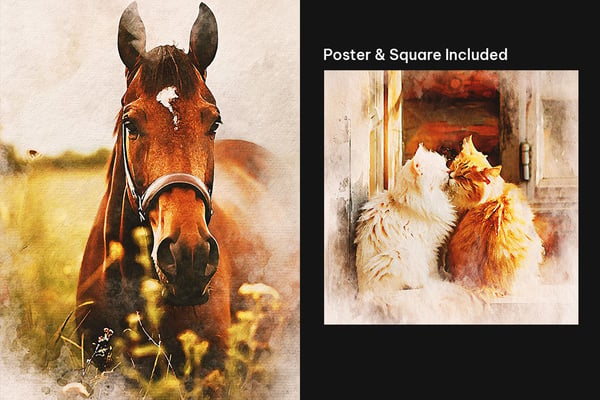 Watercolor Square And Poster Photo Effect