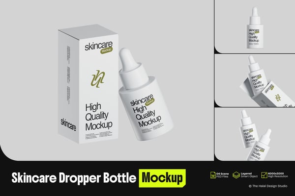 Free Skincare Dropper Bottle Mockup