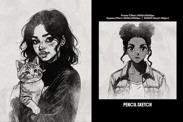 Pencil Sketch Square And Poster Photo Effect