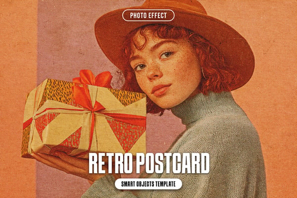Retro Postcard Photo Effect