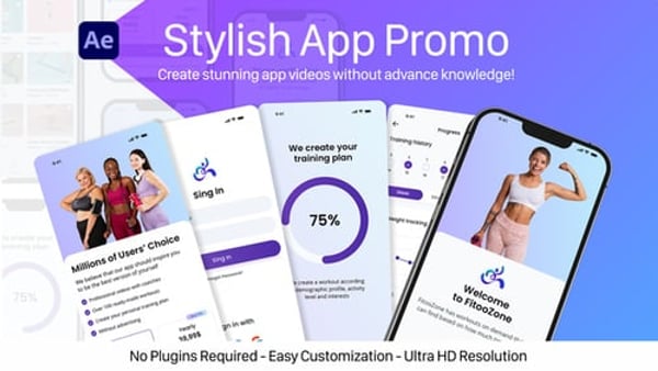 4K 3D Smartphone App Promo Mockup & UI Showcase for After Effects