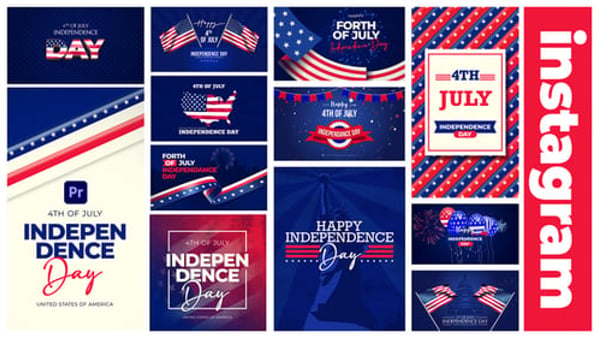 4th of July Instagram Stories and Posters MOGRT – 12 Independence Day Designs
