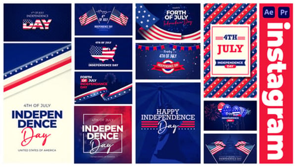 4th of July Instagram Stories & Poster Templates for After Effects and Premiere Pro MOGRT